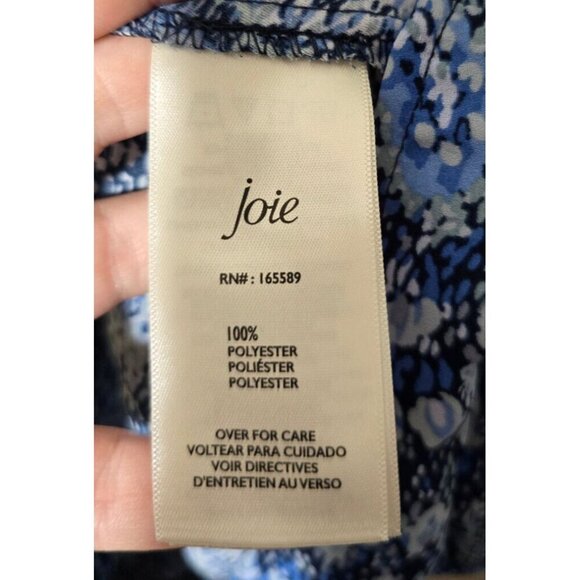 Joie Peasant Blouse Sz XL Paisley Blue Flowy Ruffle Pintucked Boho Artsy Flowy - Picture 12 of 15